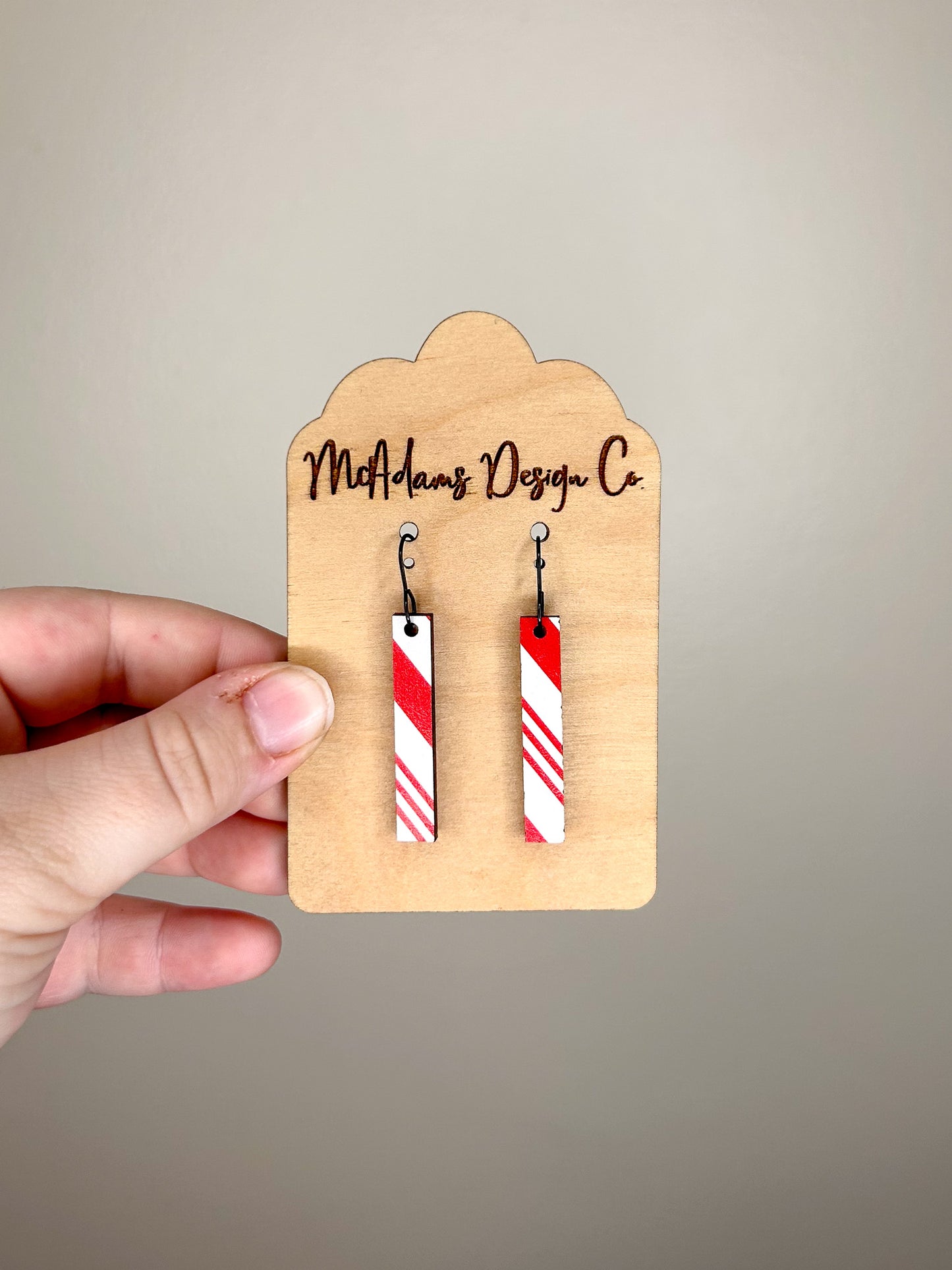 Candy Cane Bar Wooden Earrings