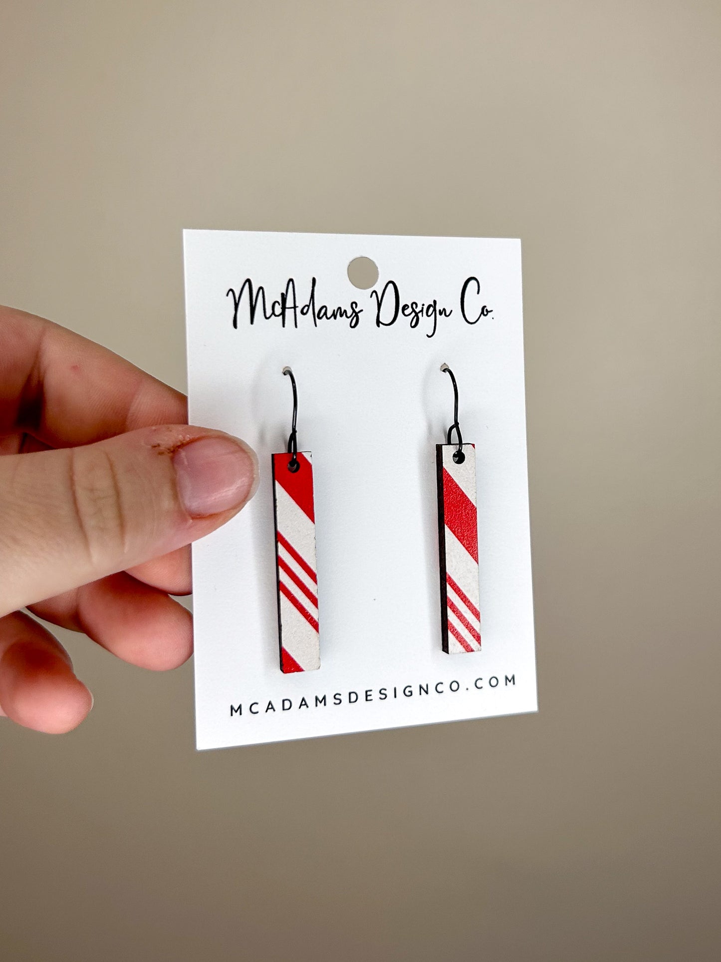 Candy Cane Bar Wooden Earrings