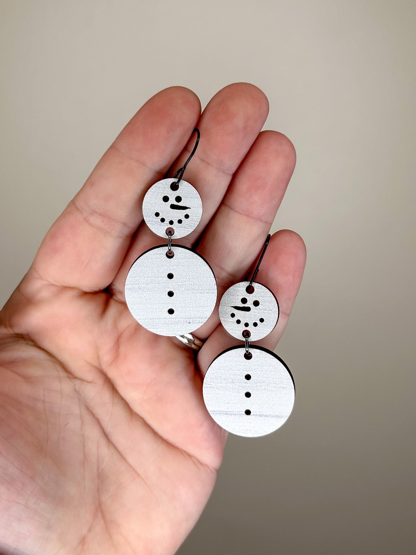 Snowman Wooden Earrings