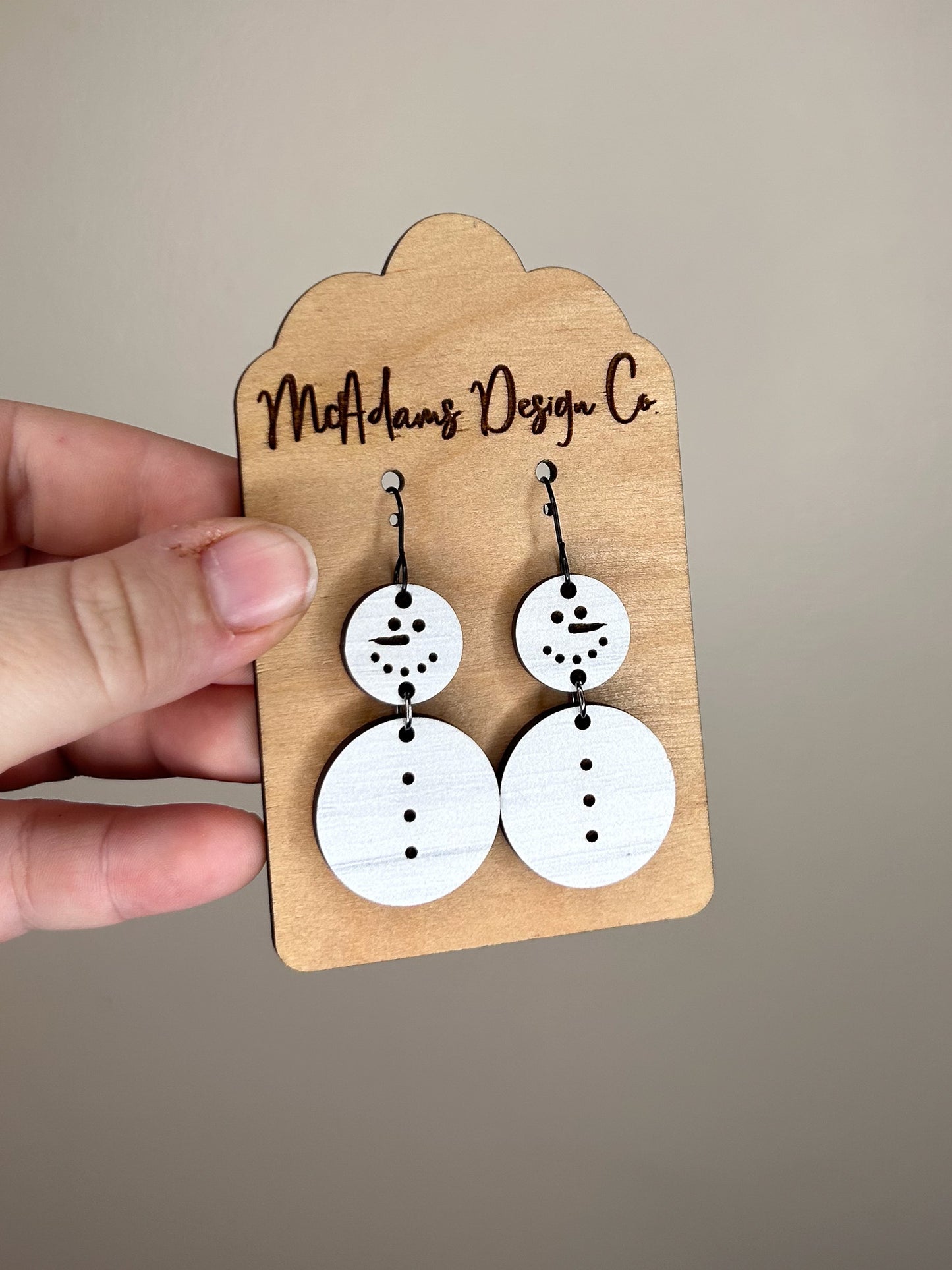 Snowman Wooden Earrings