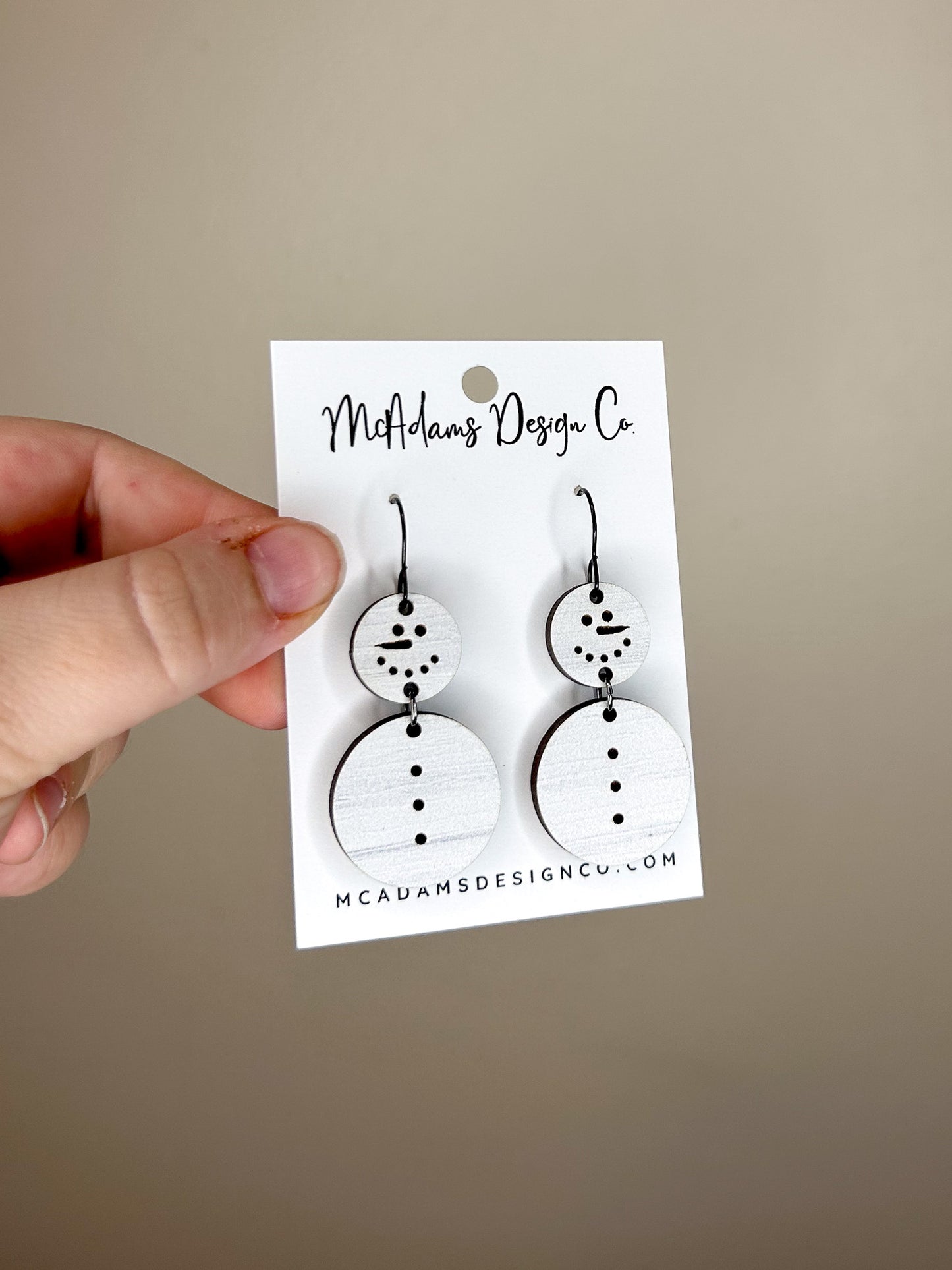 Snowman Wooden Earrings