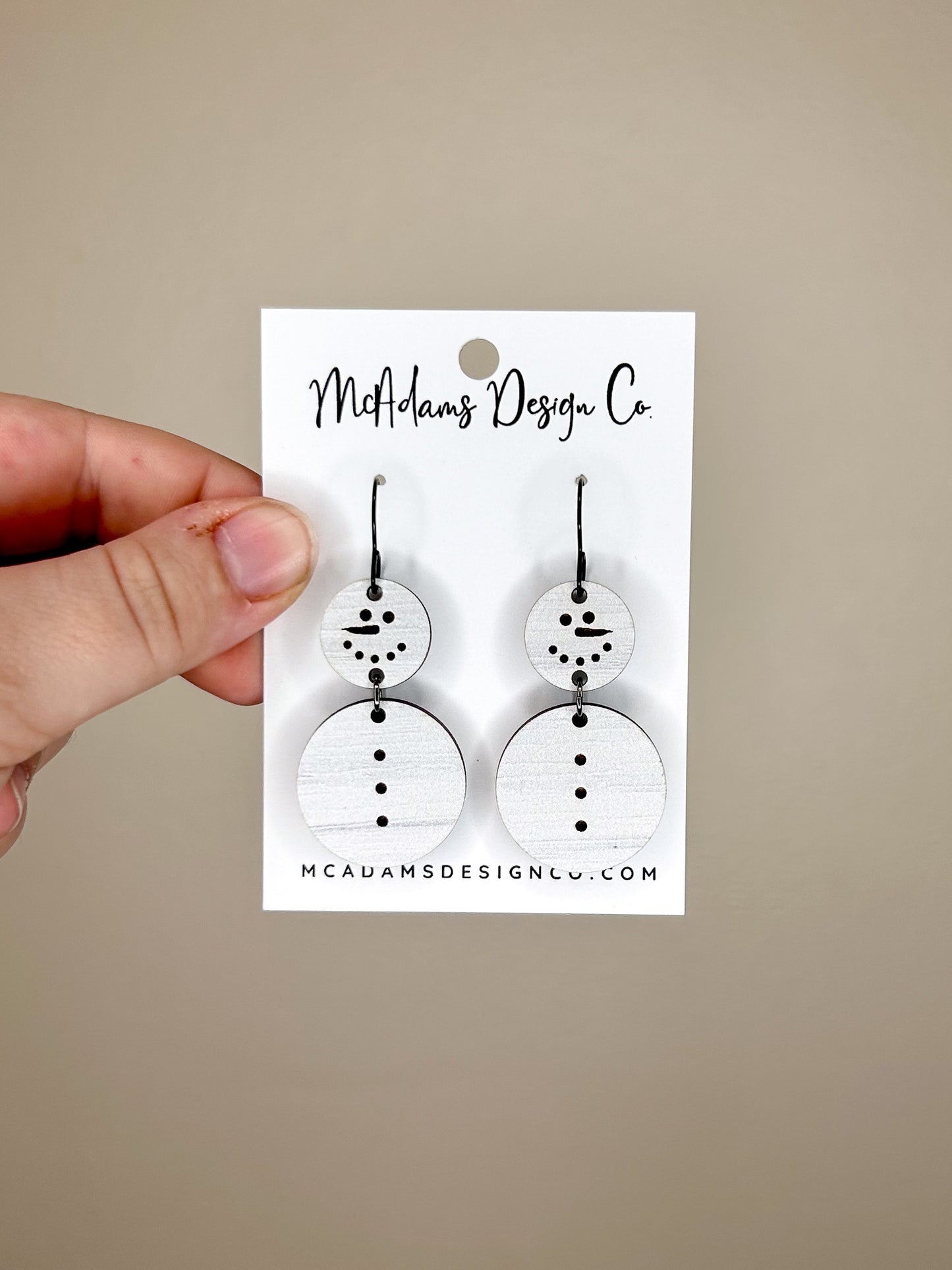 Snowman Wooden Earrings