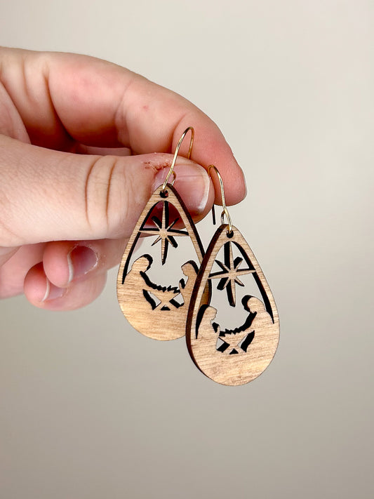 Nativity Wooden Earrings