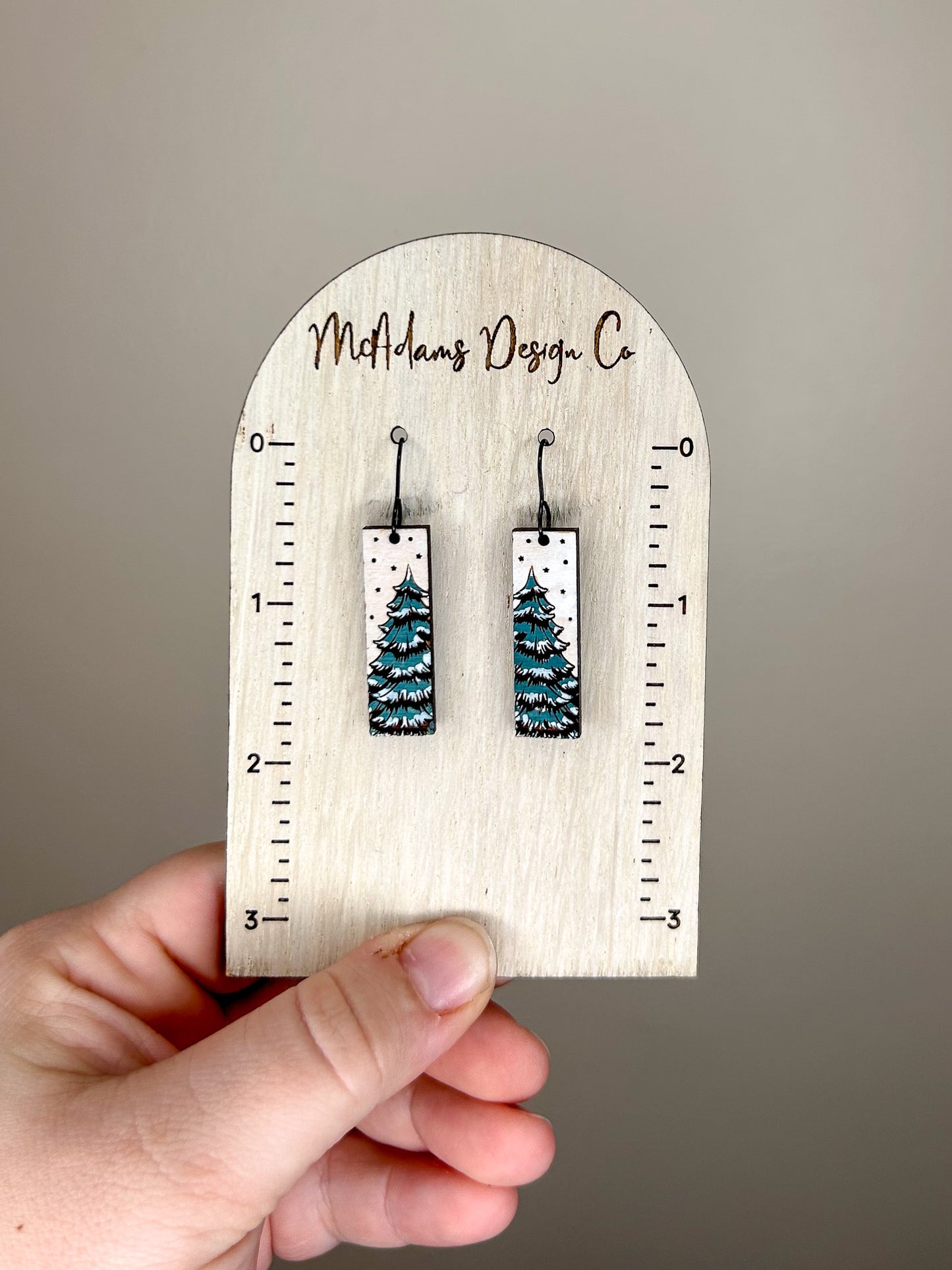 Snowy Pine Wooden Earrings