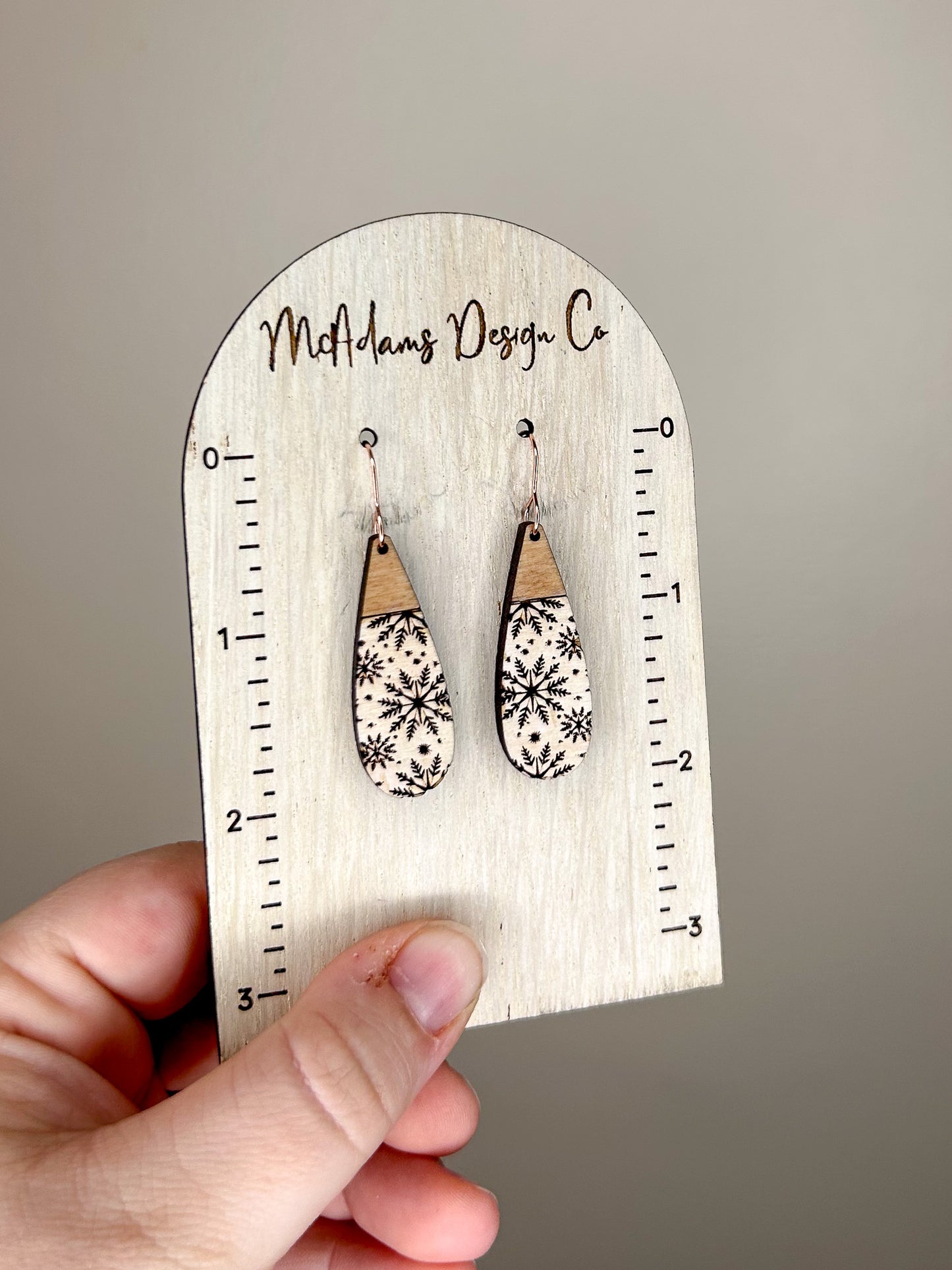 Modern Snowflake Wooden Earrings