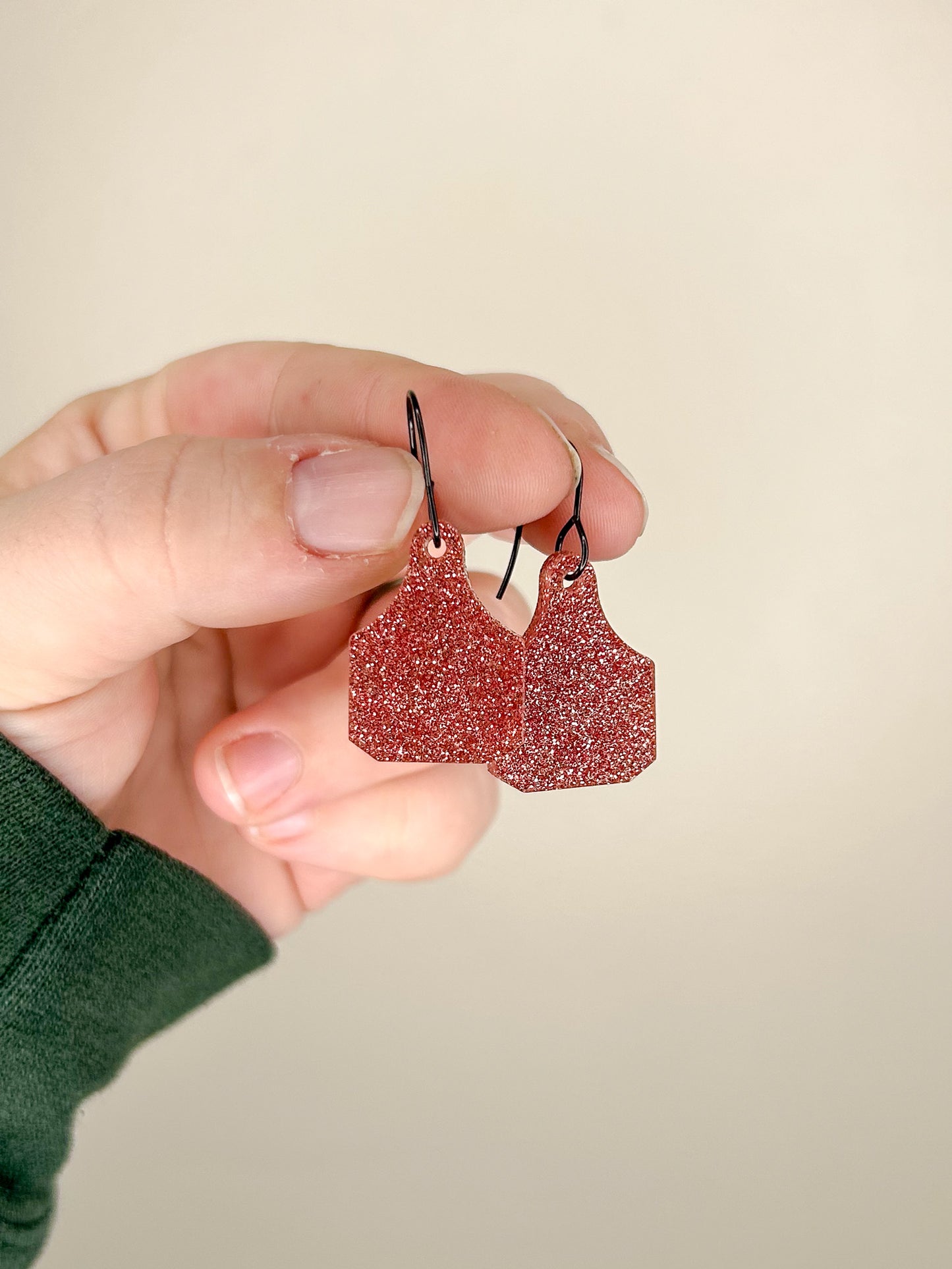 Vintage Rose Cow Tags Earrings