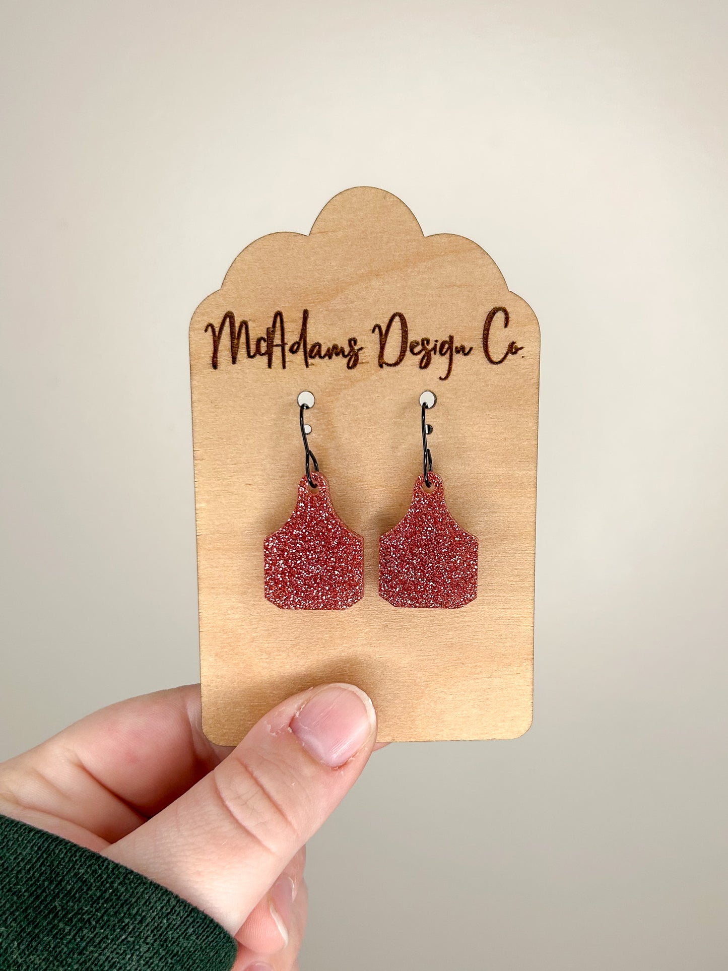 Vintage Rose Cow Tags Earrings