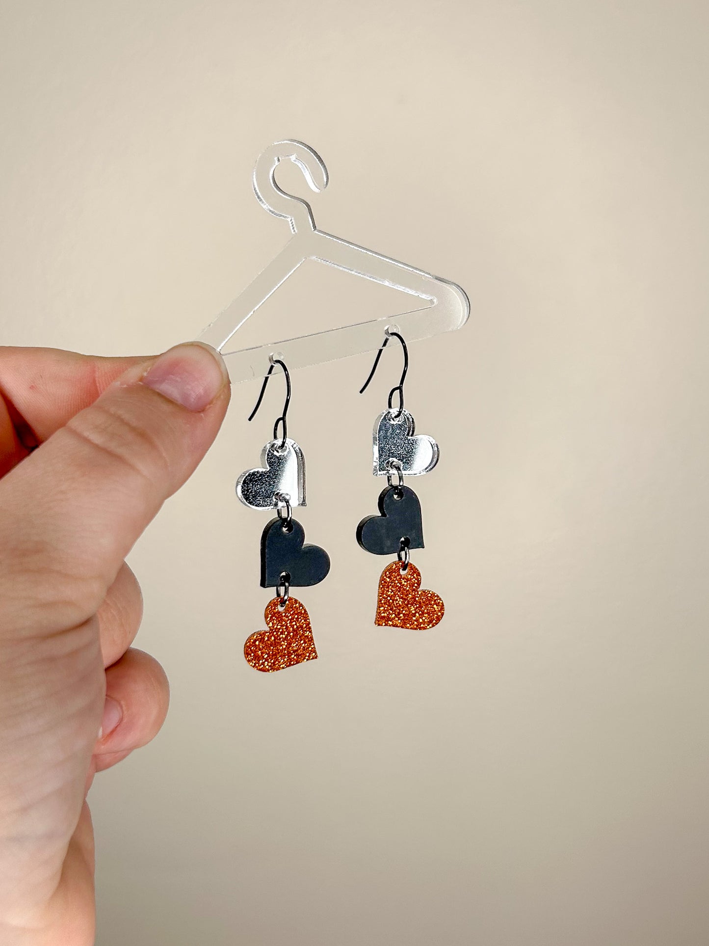 Tiger Hearts Acrylic Earrings