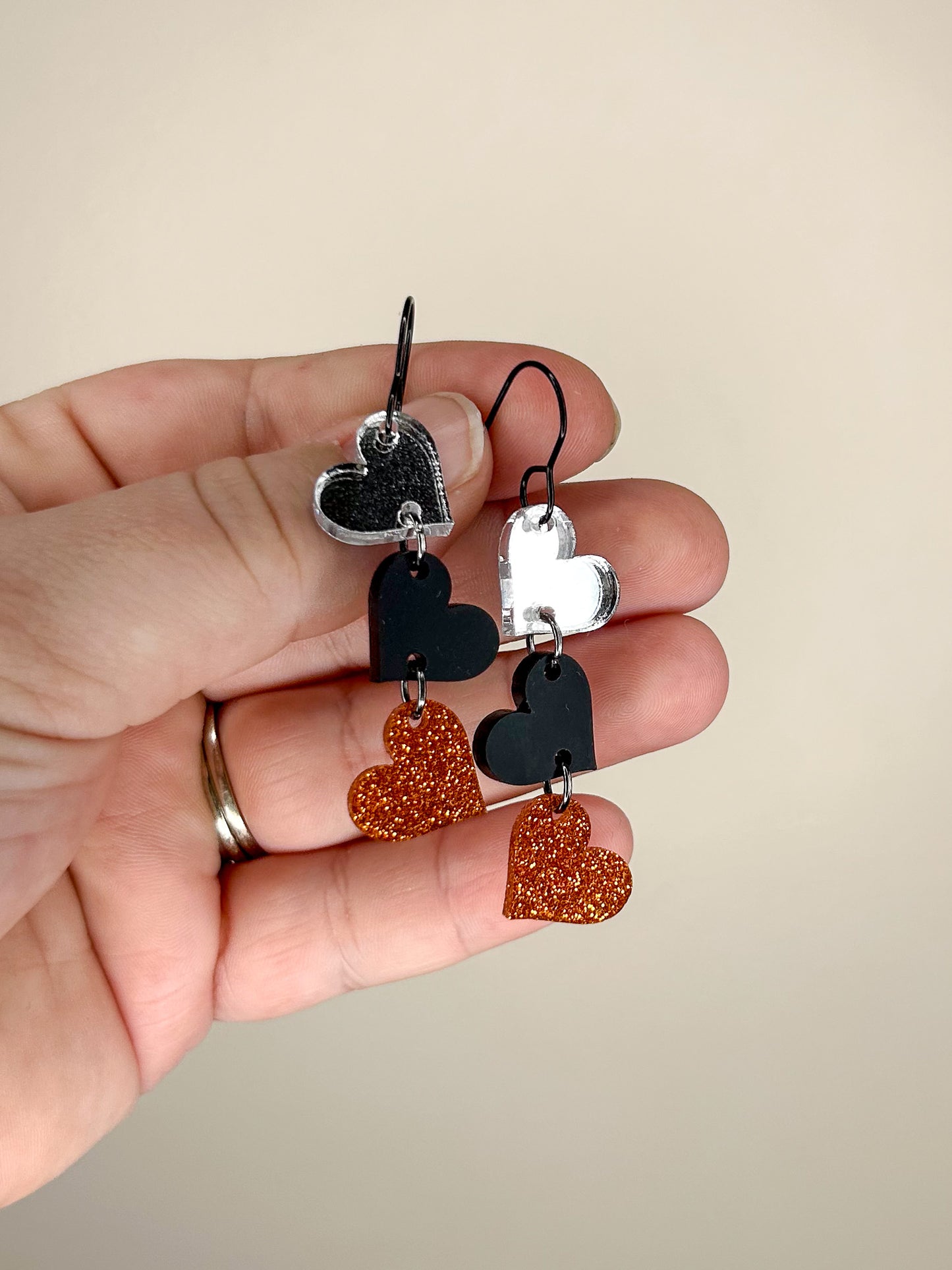 Tiger Hearts Acrylic Earrings