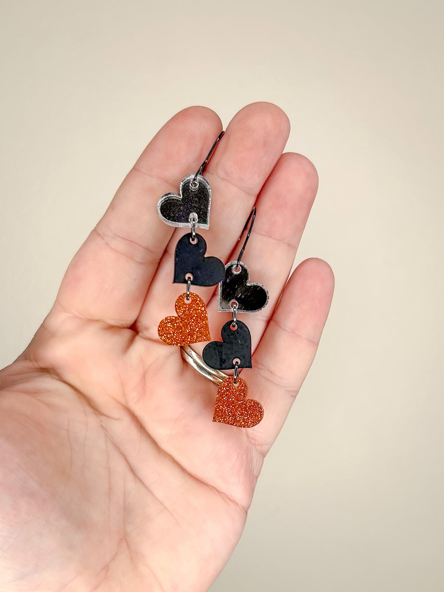 Tiger Hearts Acrylic Earrings