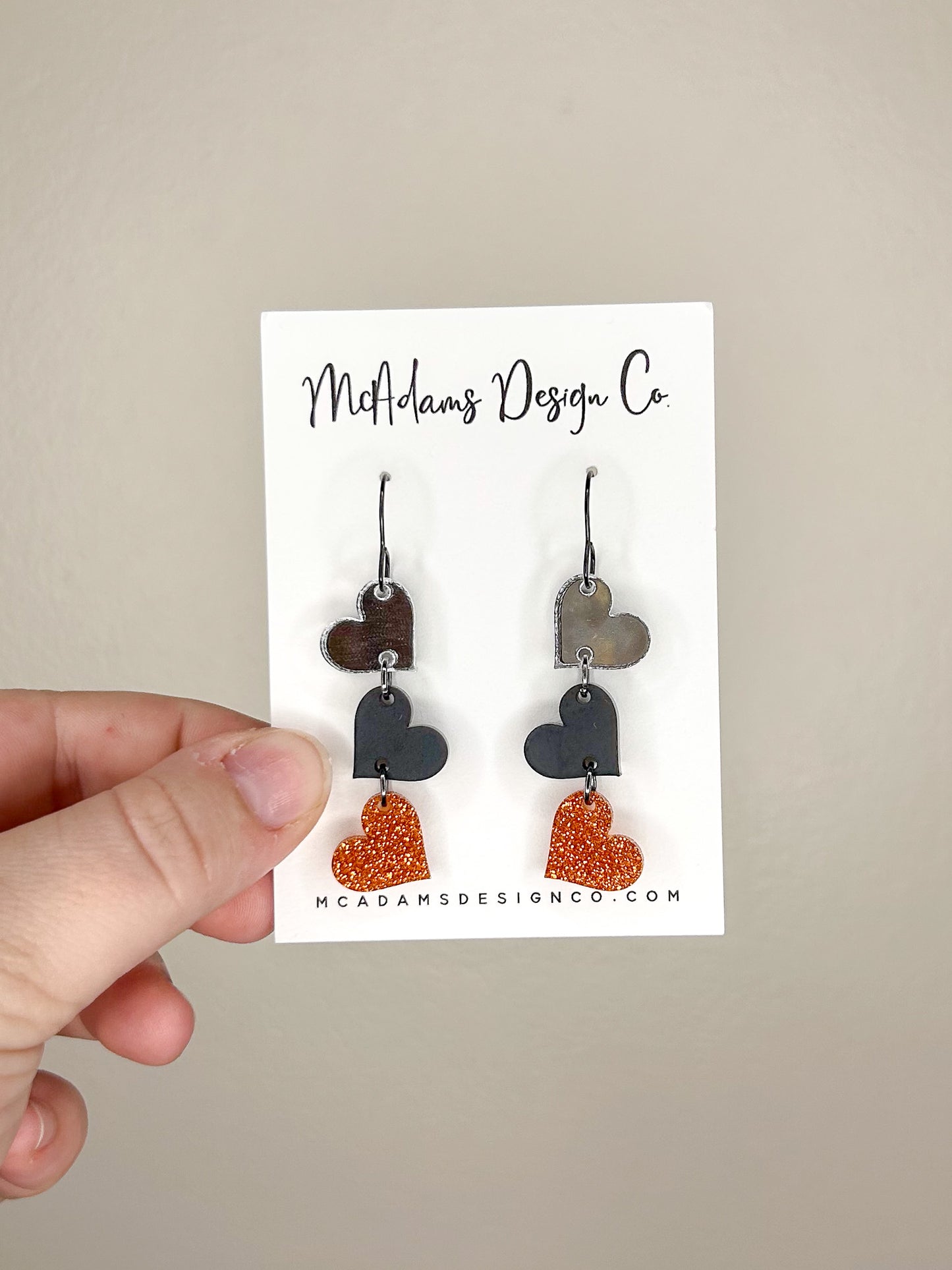 Tiger Hearts Acrylic Earrings