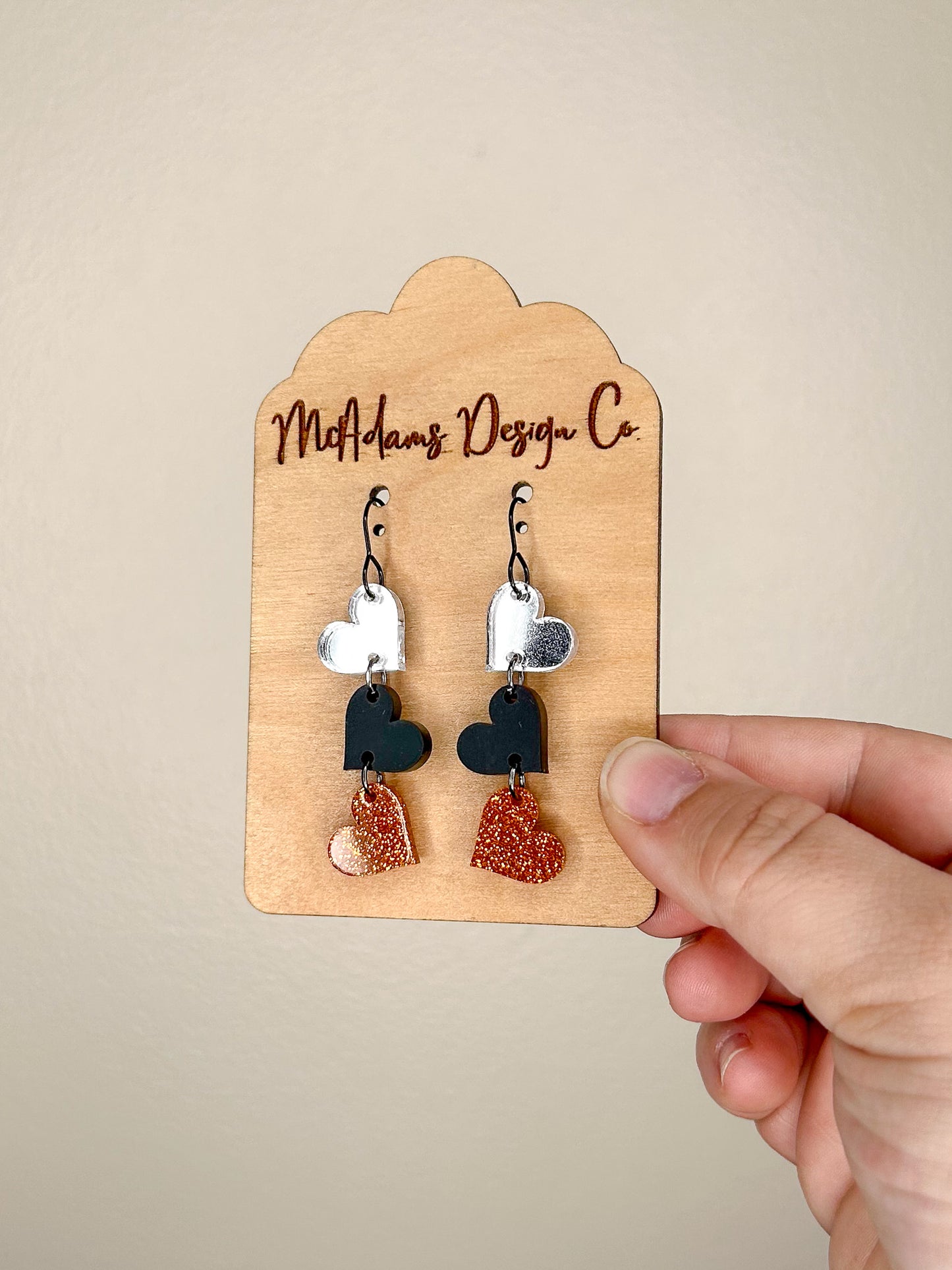 Tiger Hearts Acrylic Earrings