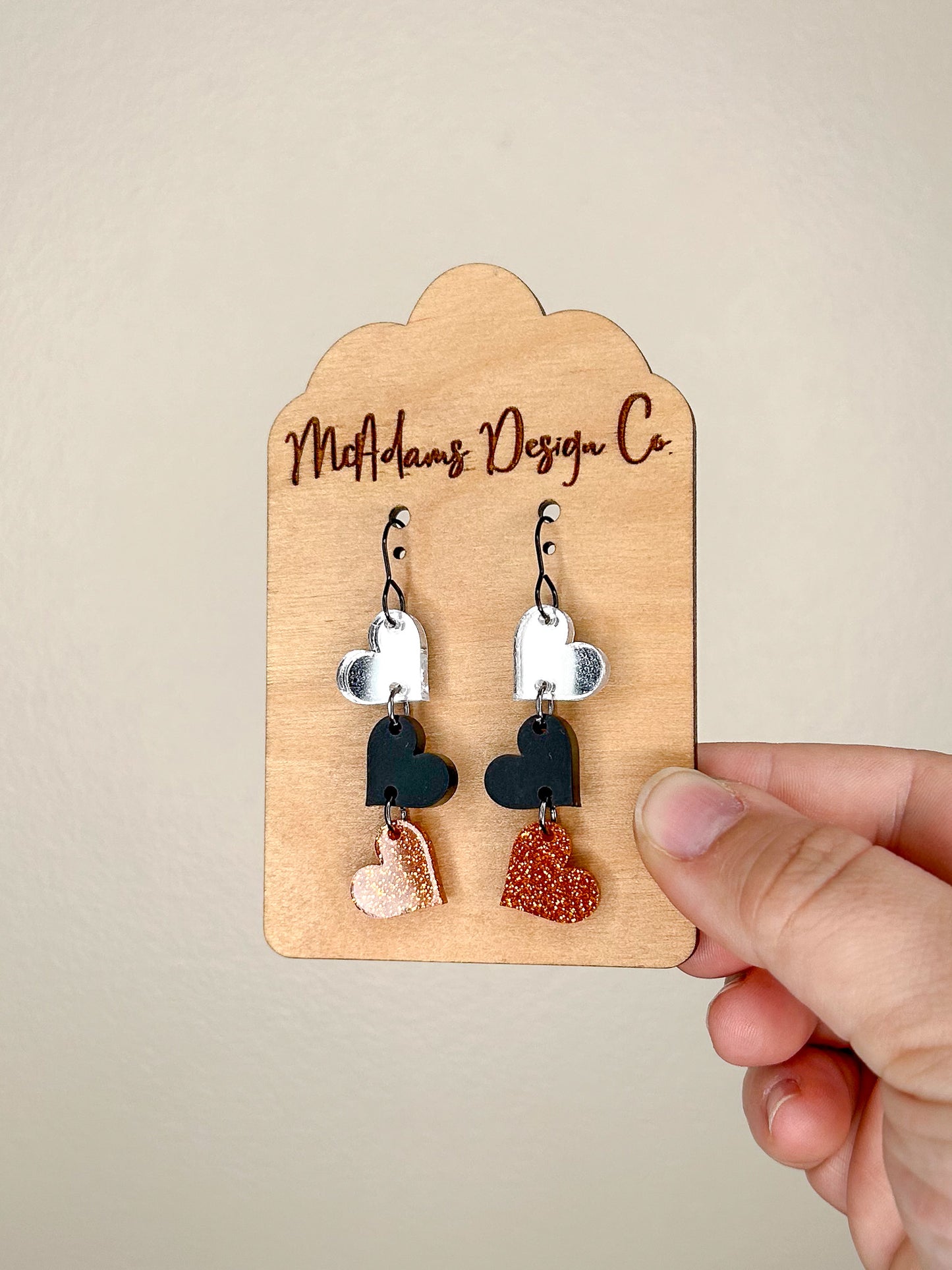 Tiger Hearts Acrylic Earrings