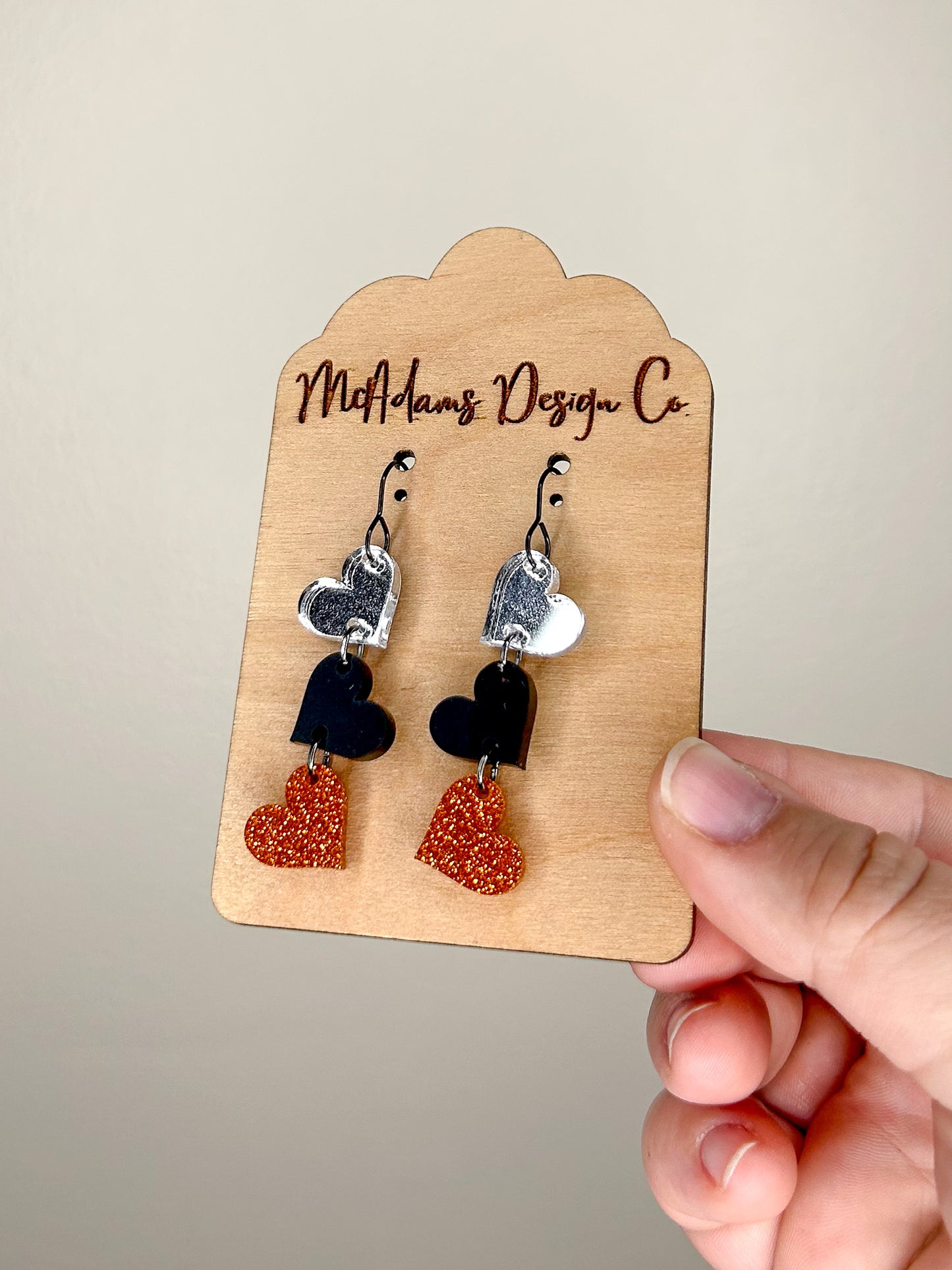 Tiger Hearts Acrylic Earrings