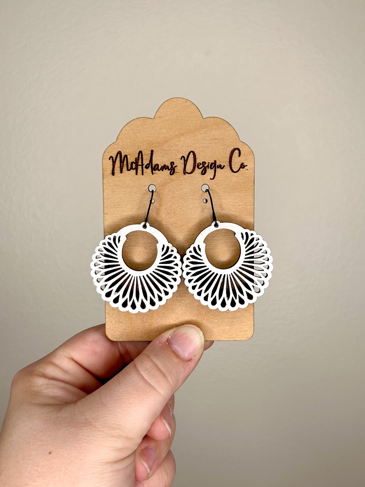 Scolloped Hoop Wooden Earrings