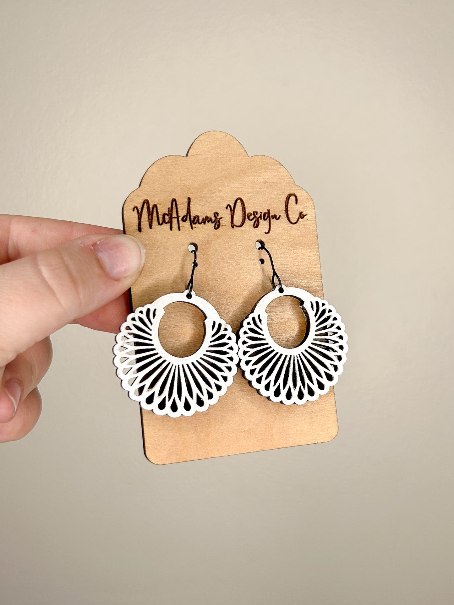 Scolloped Hoop Wooden Earrings