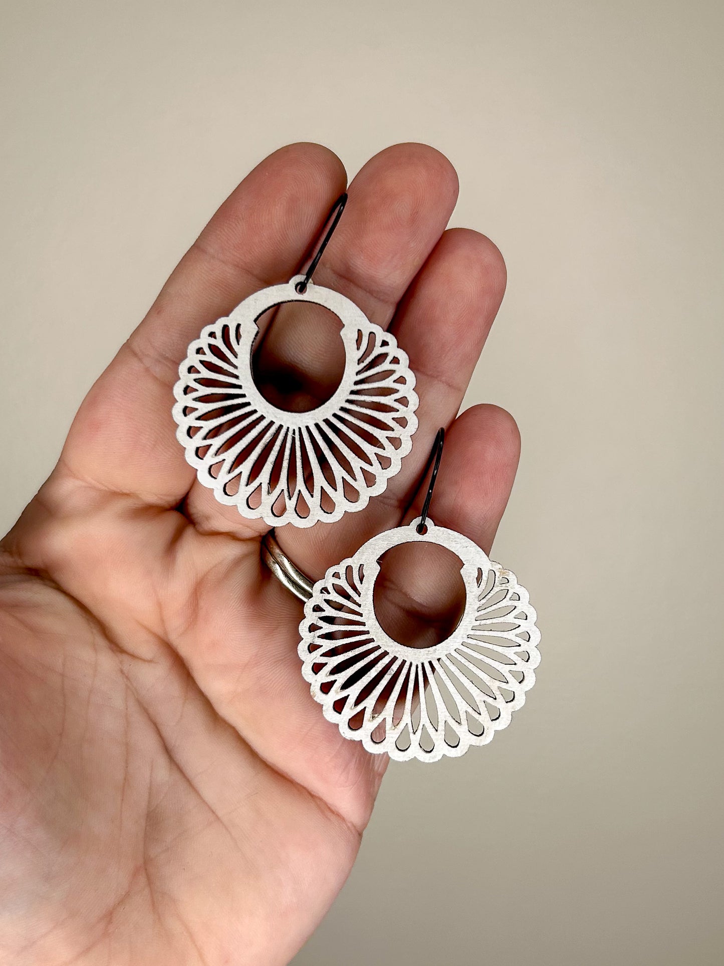 Scolloped Hoop Wooden Earrings