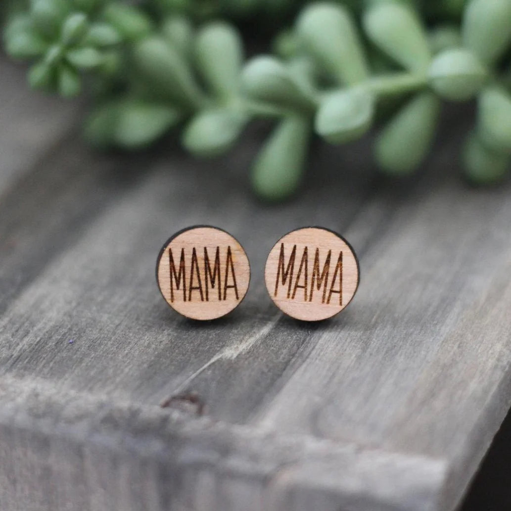 Wooden Mama Studs (5 Pairs)