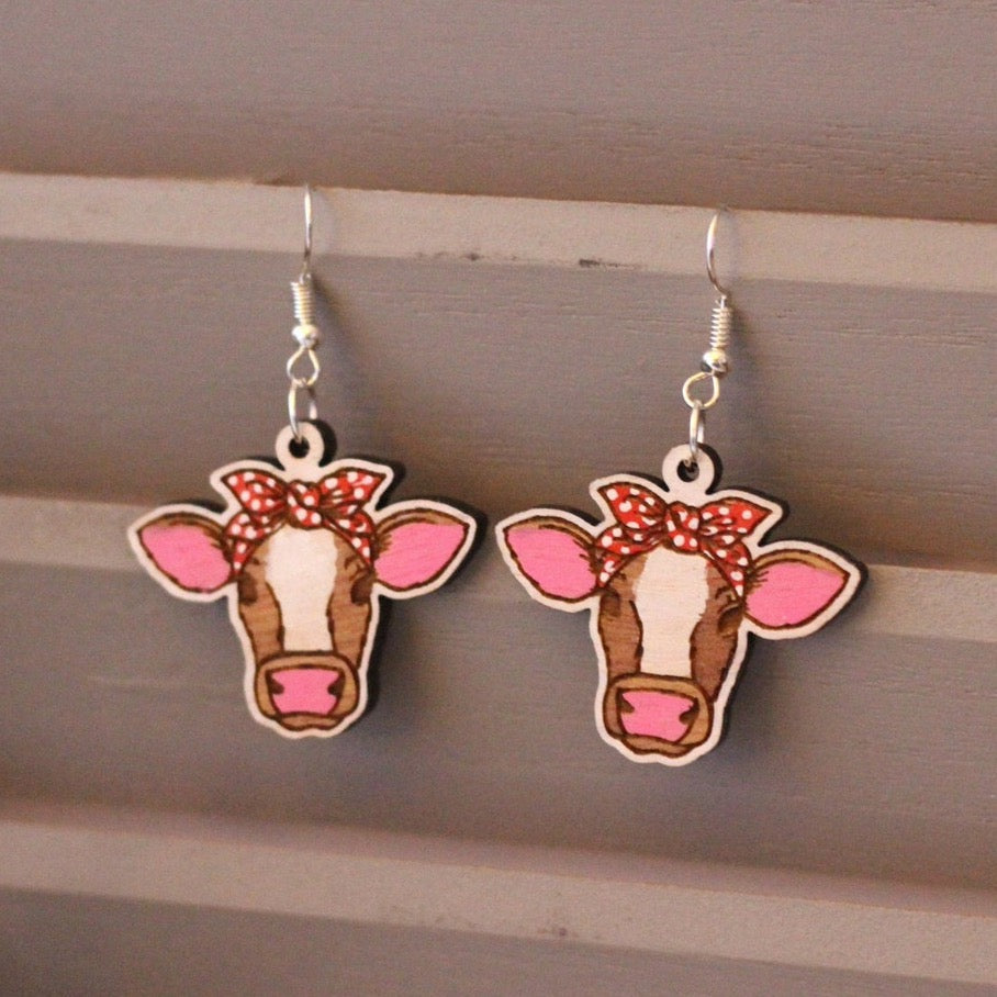 Cow in Polkadot Bandana Earrings