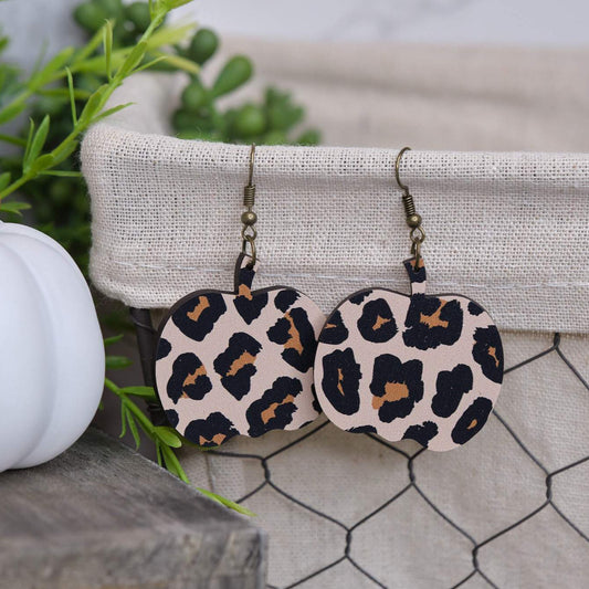 Cheetah Print Pumpkin Earrings