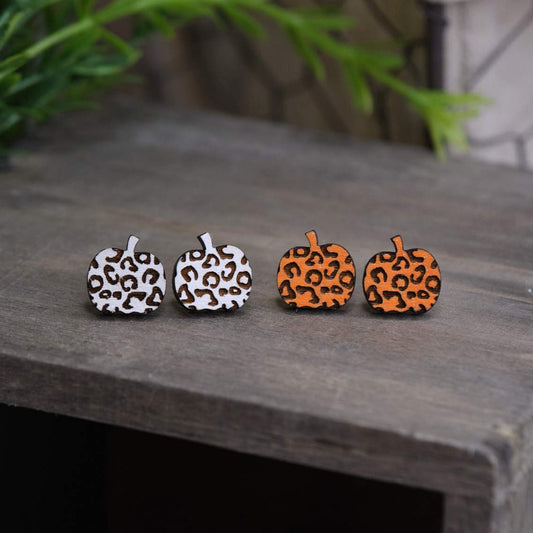 Leopard Pumpkin Studs
