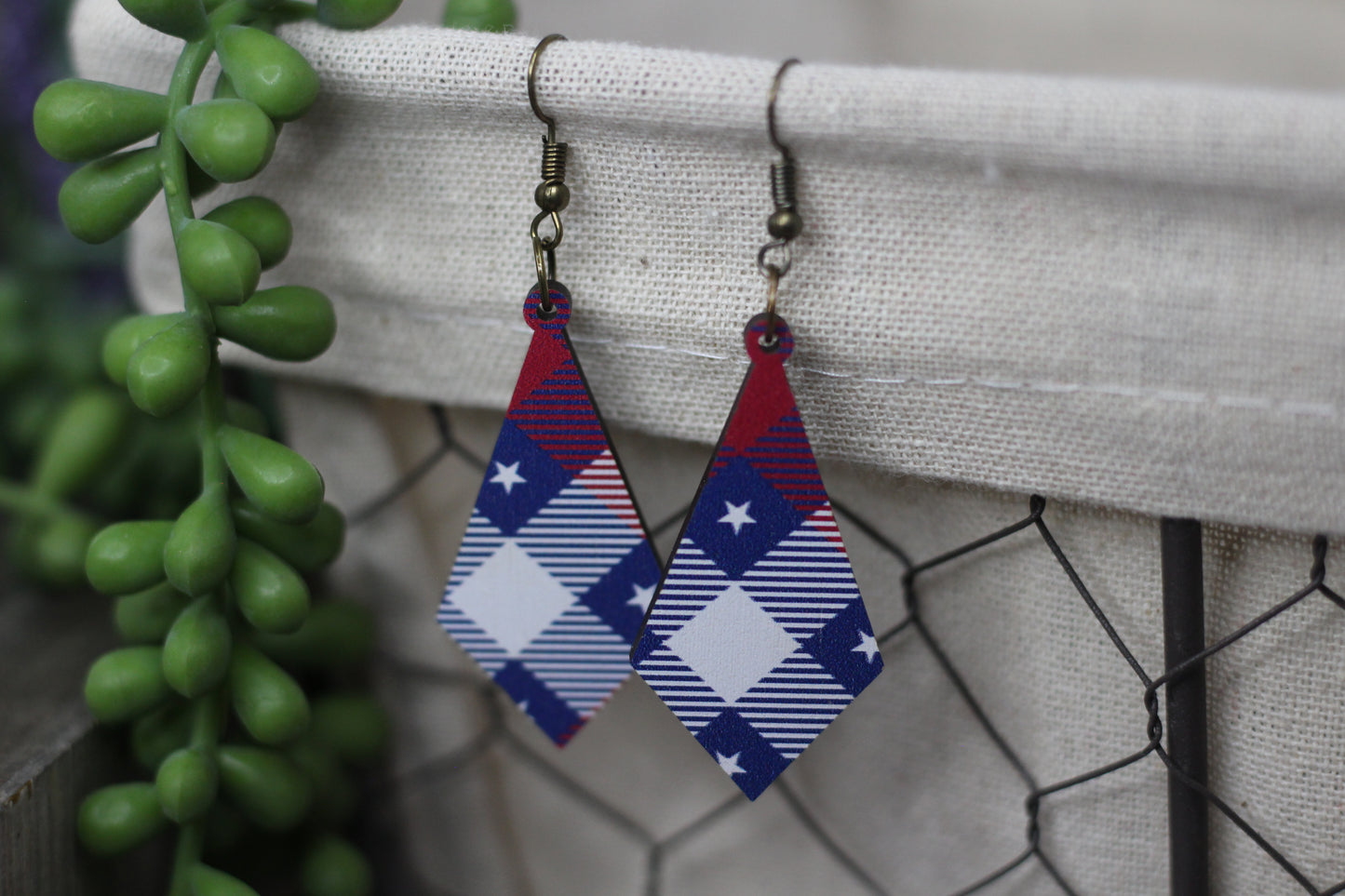 Patriotic Plaid Earrings