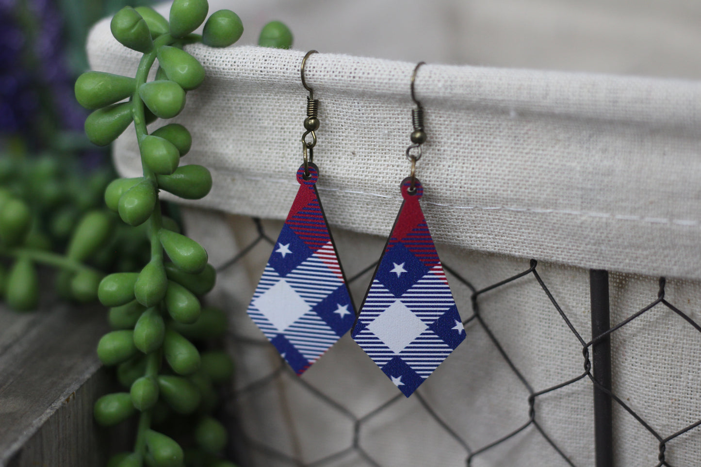 Patriotic Plaid Earrings