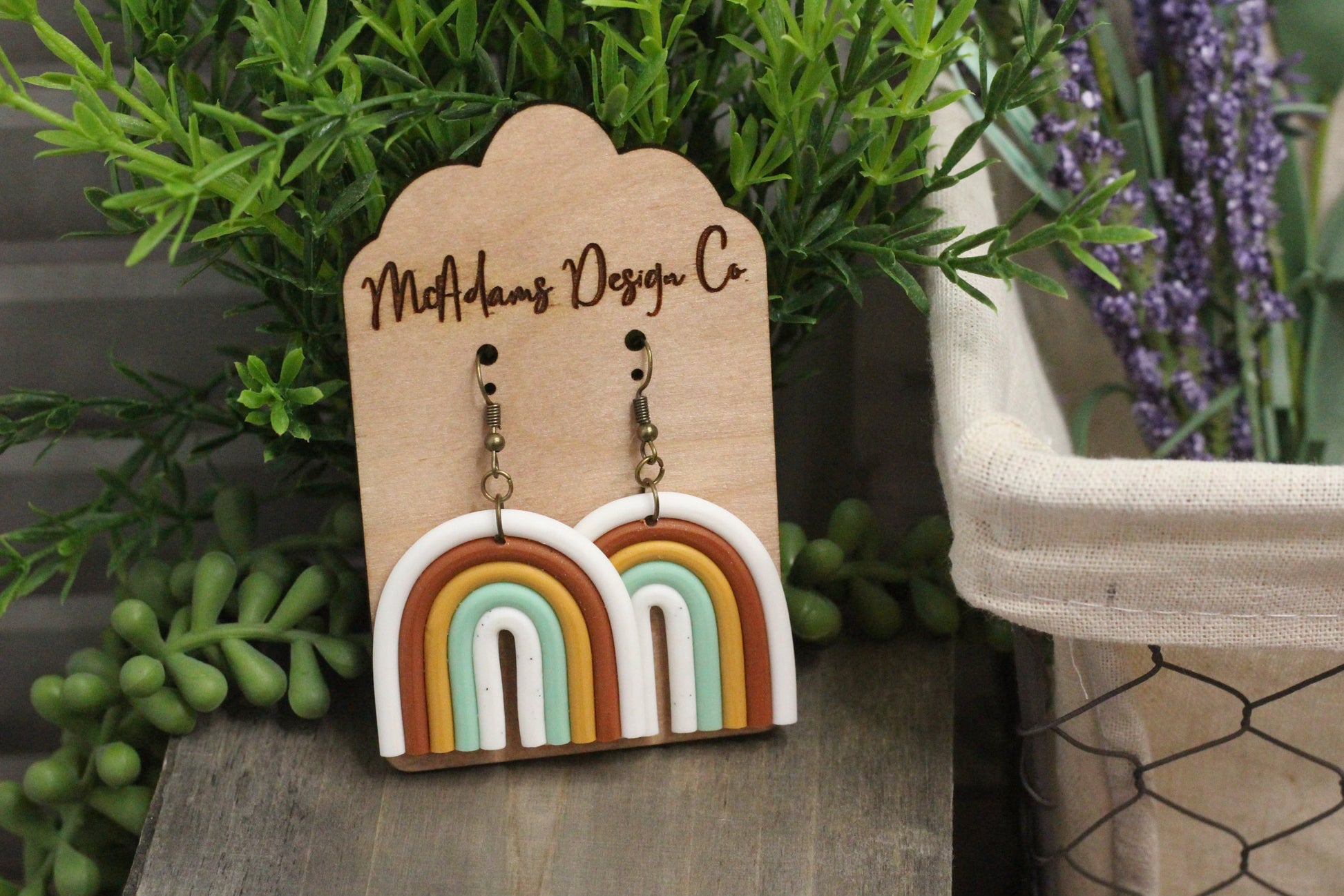 Multicolor Polymer Clay Drop Rainbow Earrings. - Approximat (246873)