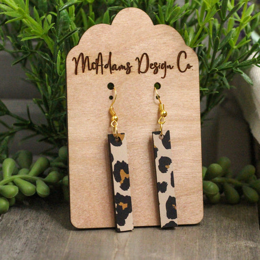 Cheetah Bar Wooden Earrings