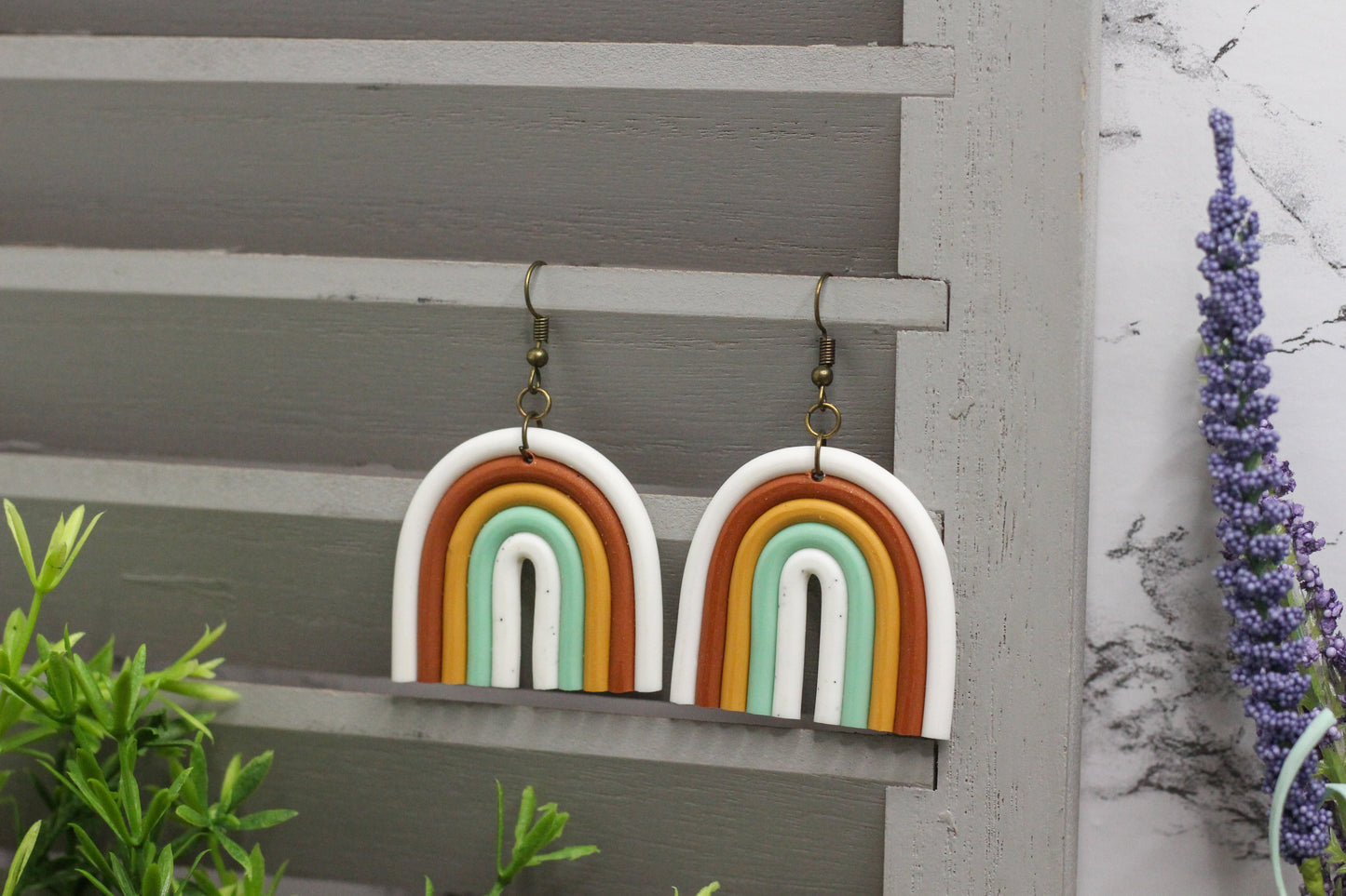 Polymer Clay Autumn Rainbow Earrings
