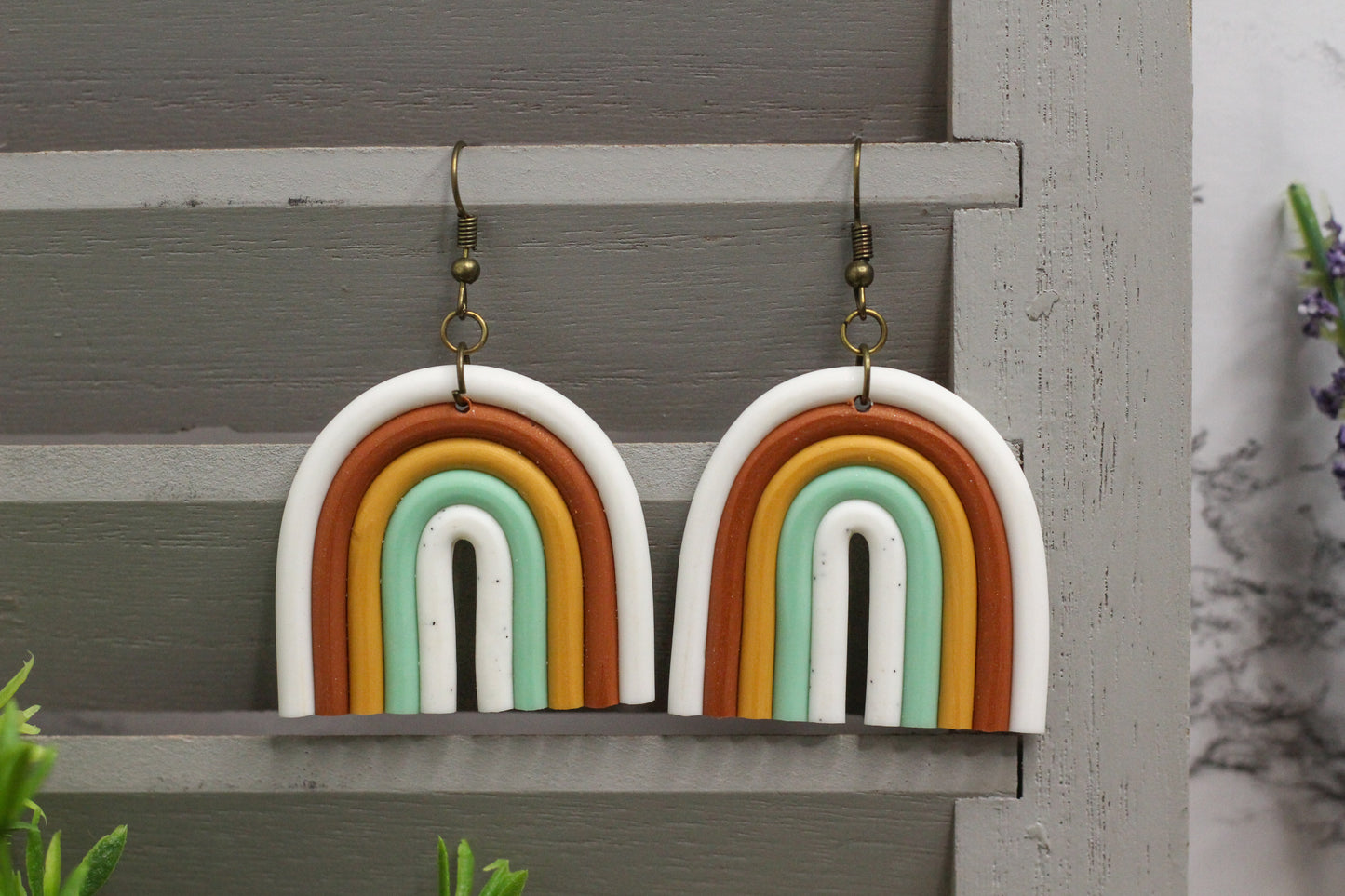 Polymer Clay Autumn Rainbow Earrings
