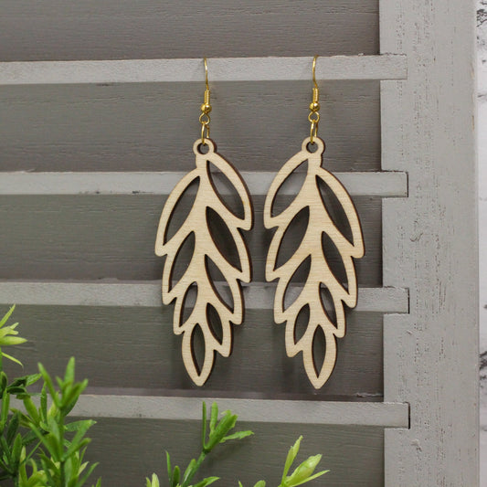 Leaf Wooden Cutout Earrings