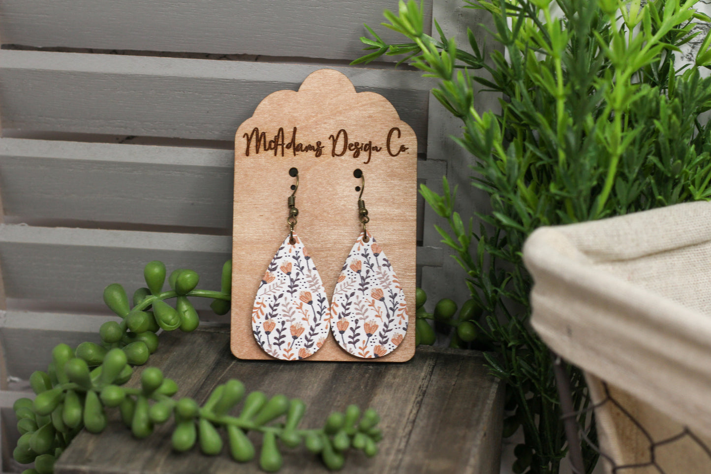 Micro Florals Wooden Earrings