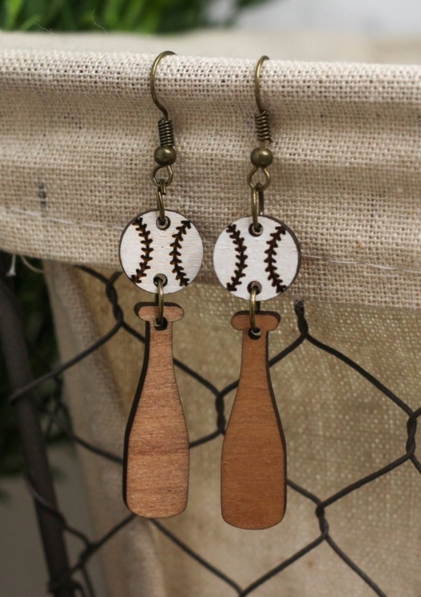 Baseball Bat & Ball Earrings