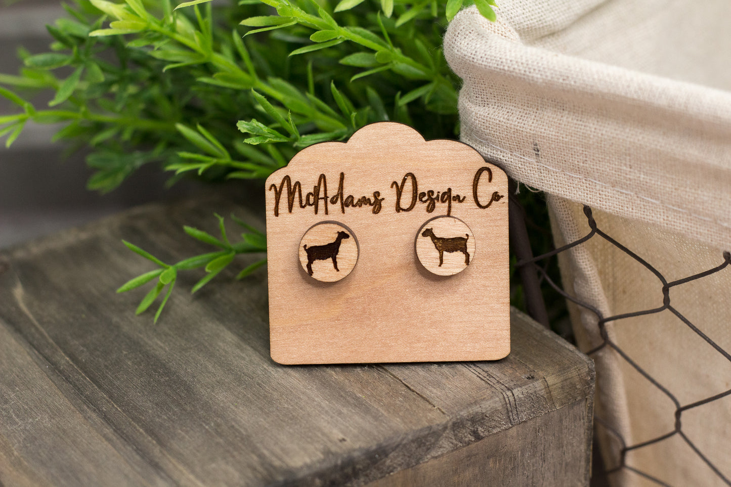 Goat Engraved Wooden Studs