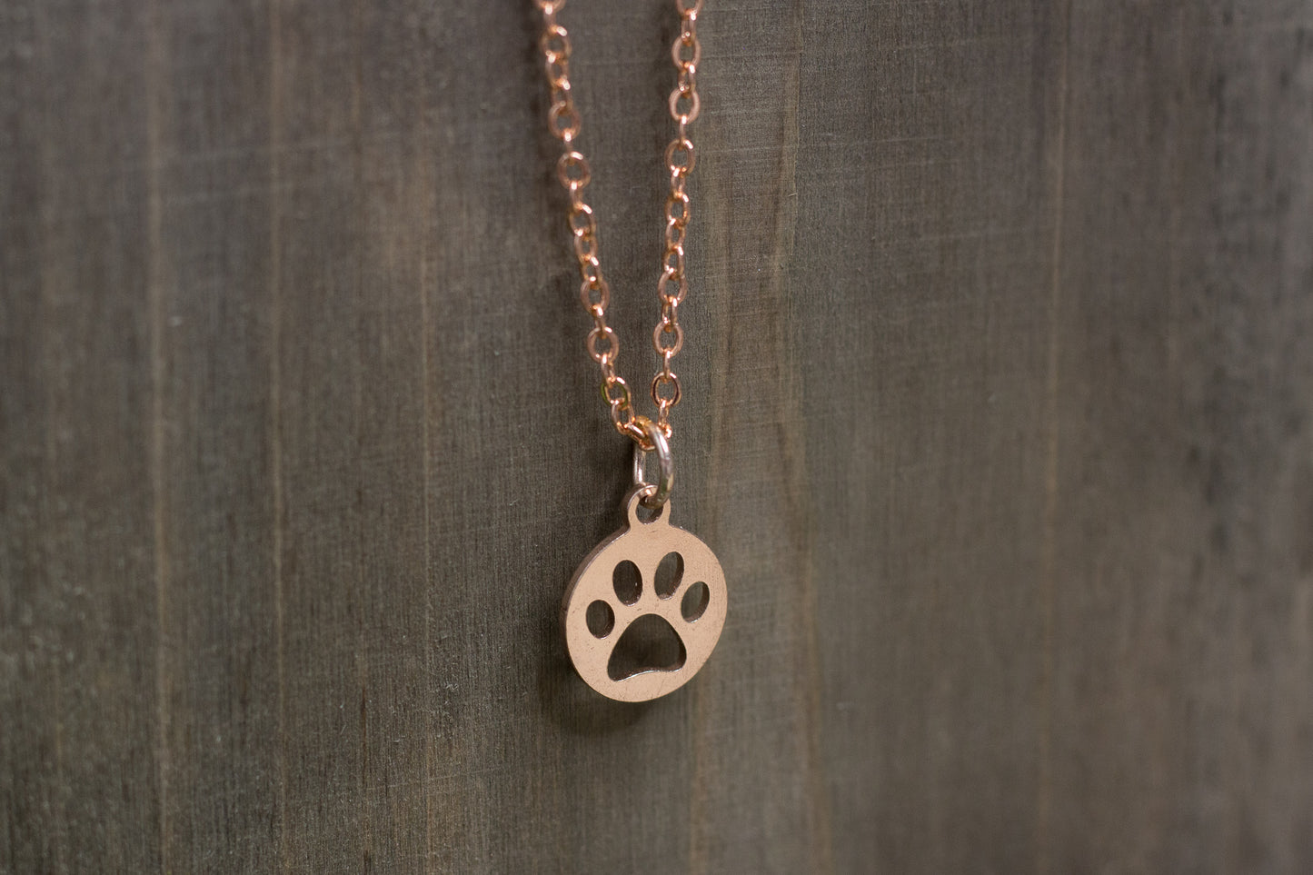 Rose Gold Paw Print Necklace