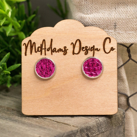 Pink Foil Faux Leather Studs