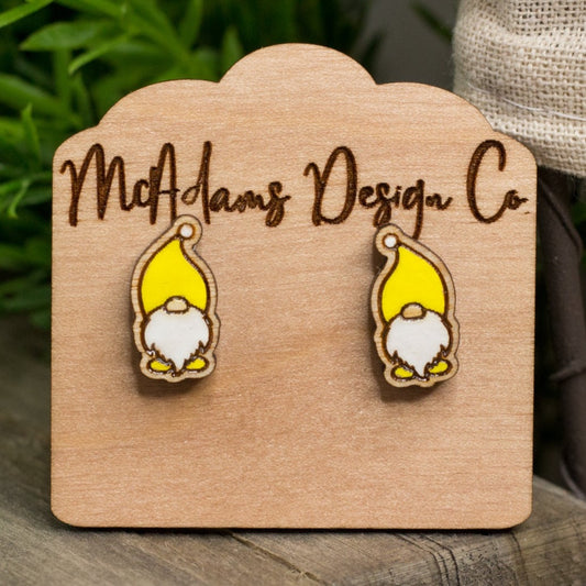 Yellow Gnome Wooden Studs