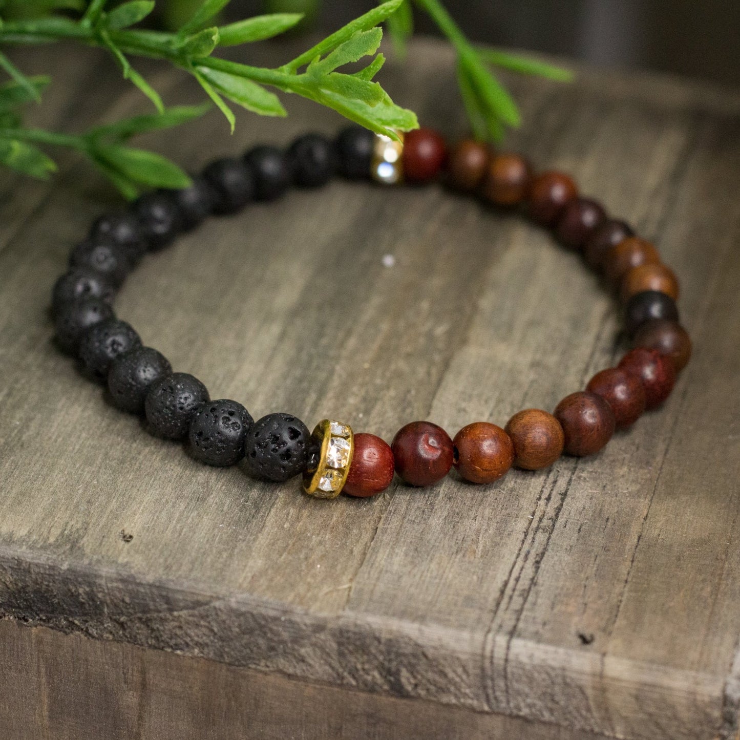 Wood & Lava Rock Bracelet