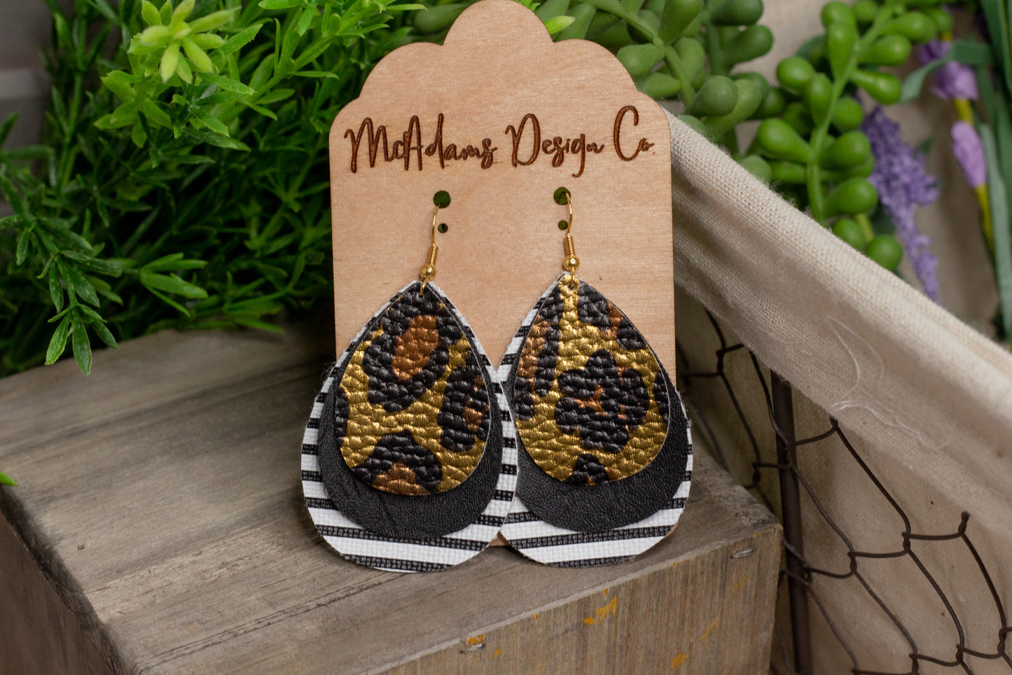 Layered Cheetah Faux Leather Earrings