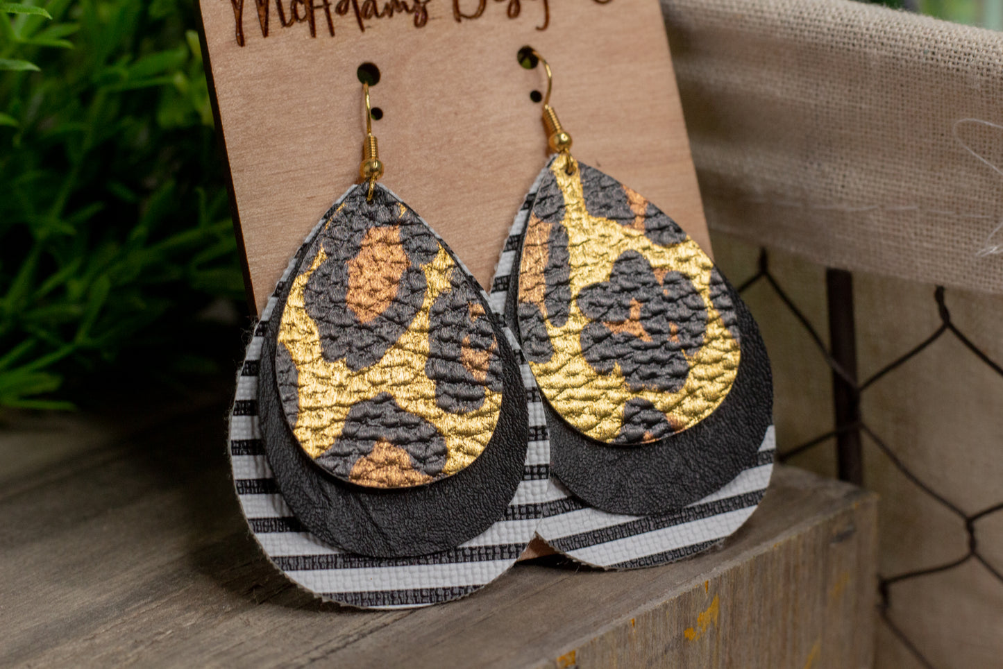 Layered Cheetah Faux Leather Earrings