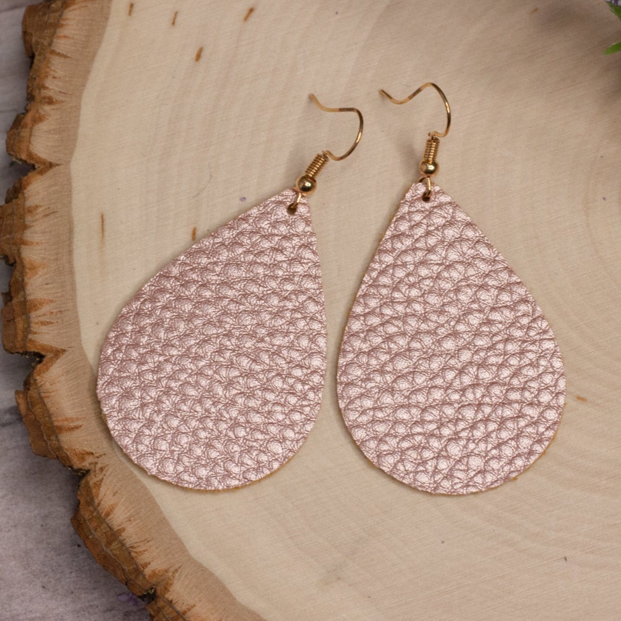 Rose gold 2025 leather earrings