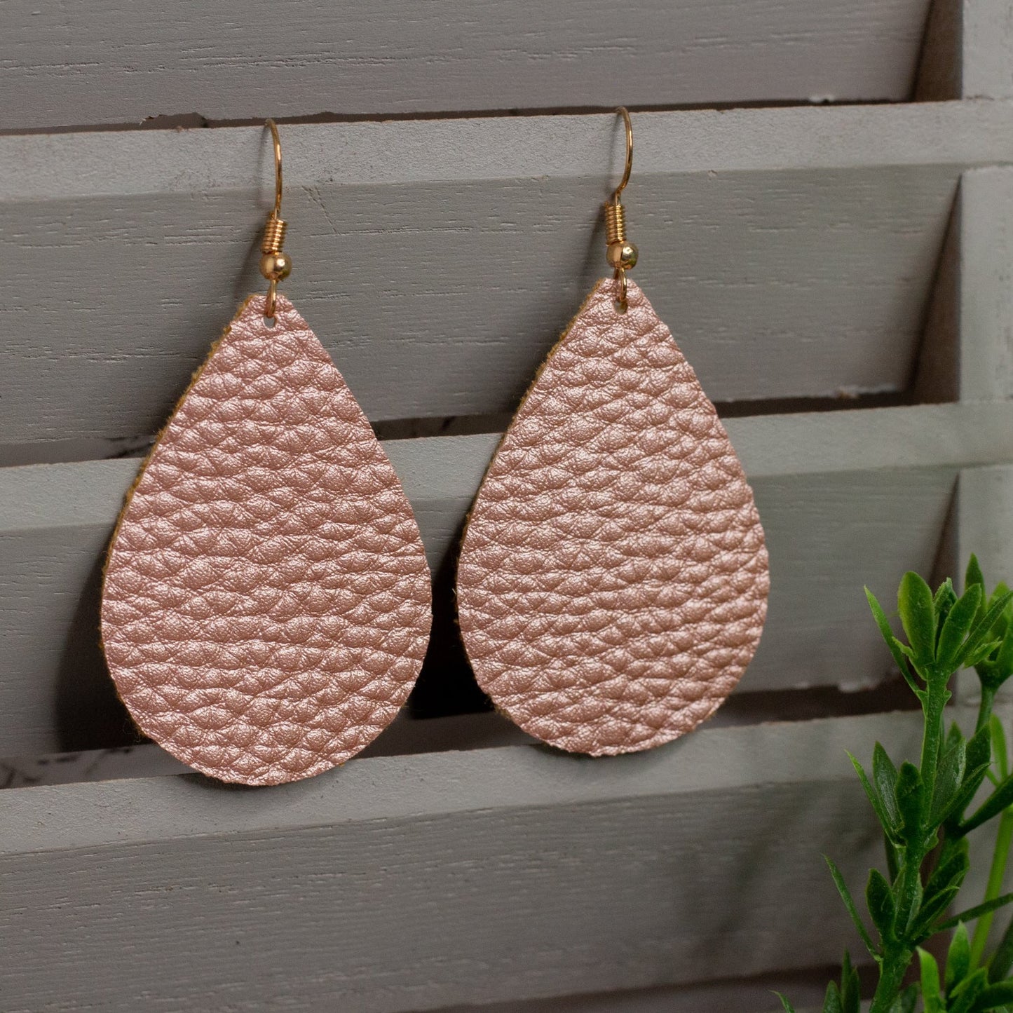 Rose Gold Leather Earrings
