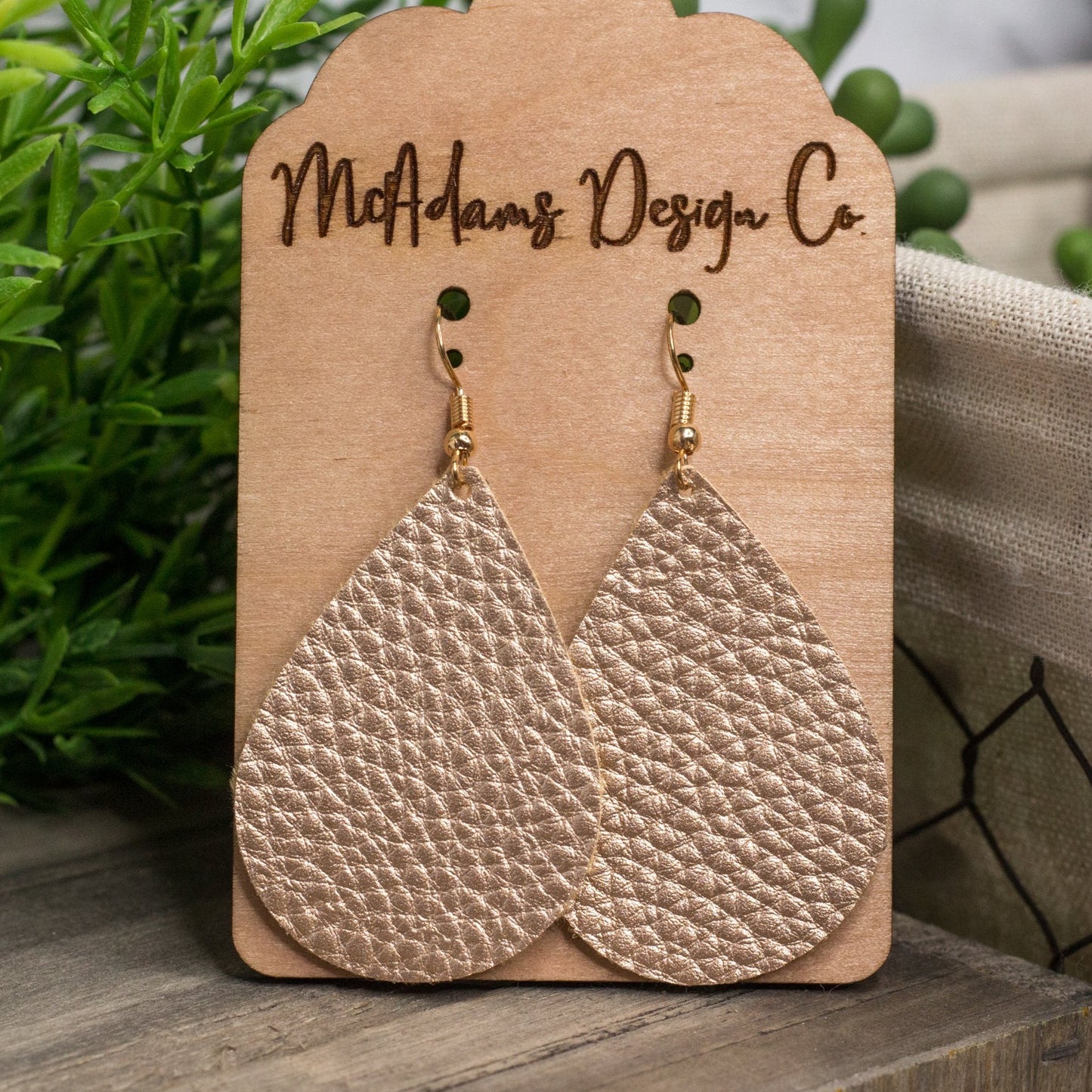 Gold Leather Earrings