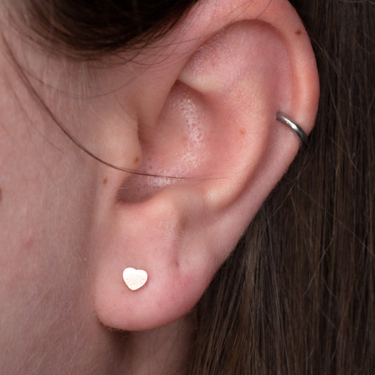 Tiny Rose Gold Heart Studs