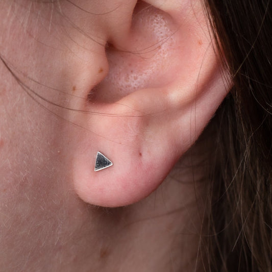 Tiny Silver Triangle Studs