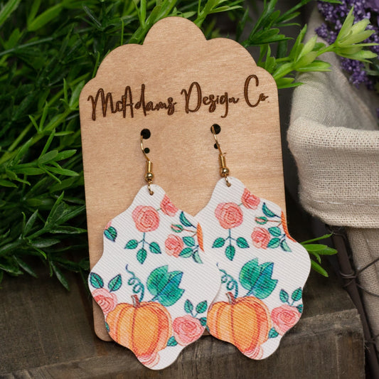 Pumpkin Scallop Cut Leather Earrings