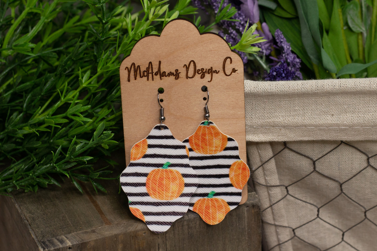 Pumpkin Scallop Cut Leather Earrings