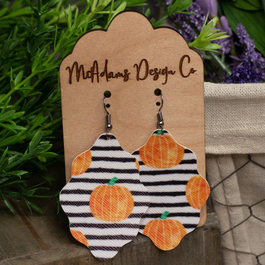 Pumpkin Scallop Cut Leather Earrings