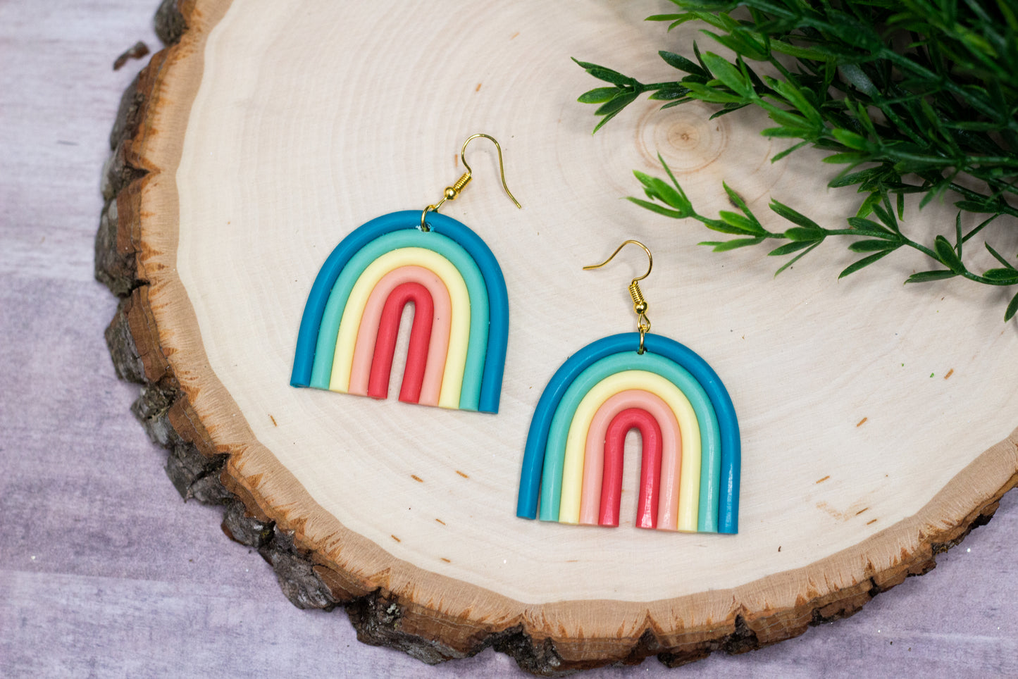 Polymer Clay Retro Rainbow Earrings